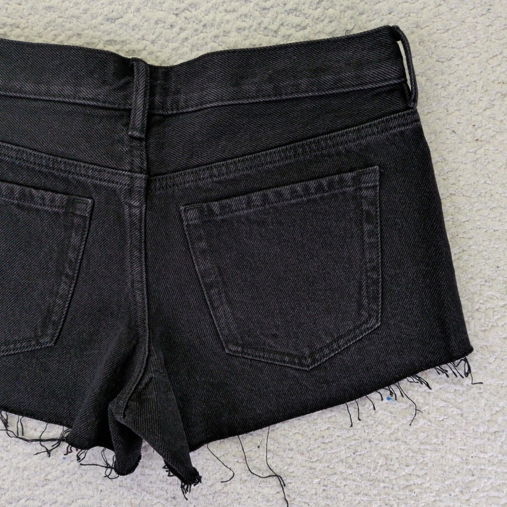 PacSun Womens Low Rise Short‎ Black Denim Cut Off Frayed Hem Size 26 829SP236551 - Picture 7 of 9